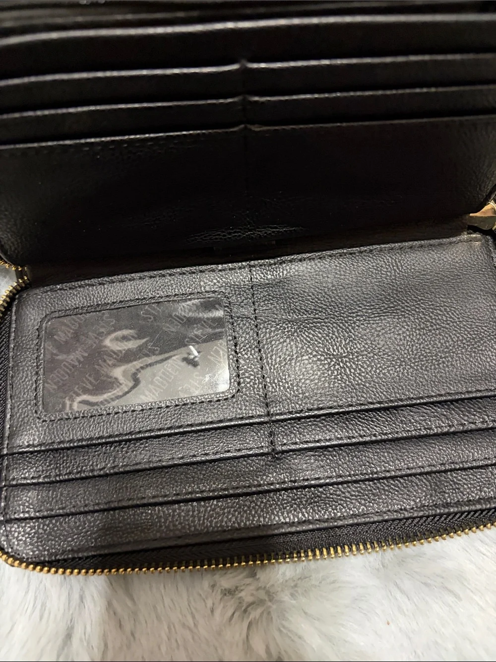 Steve Madden Black Wristlet Wallet with Gold Accent